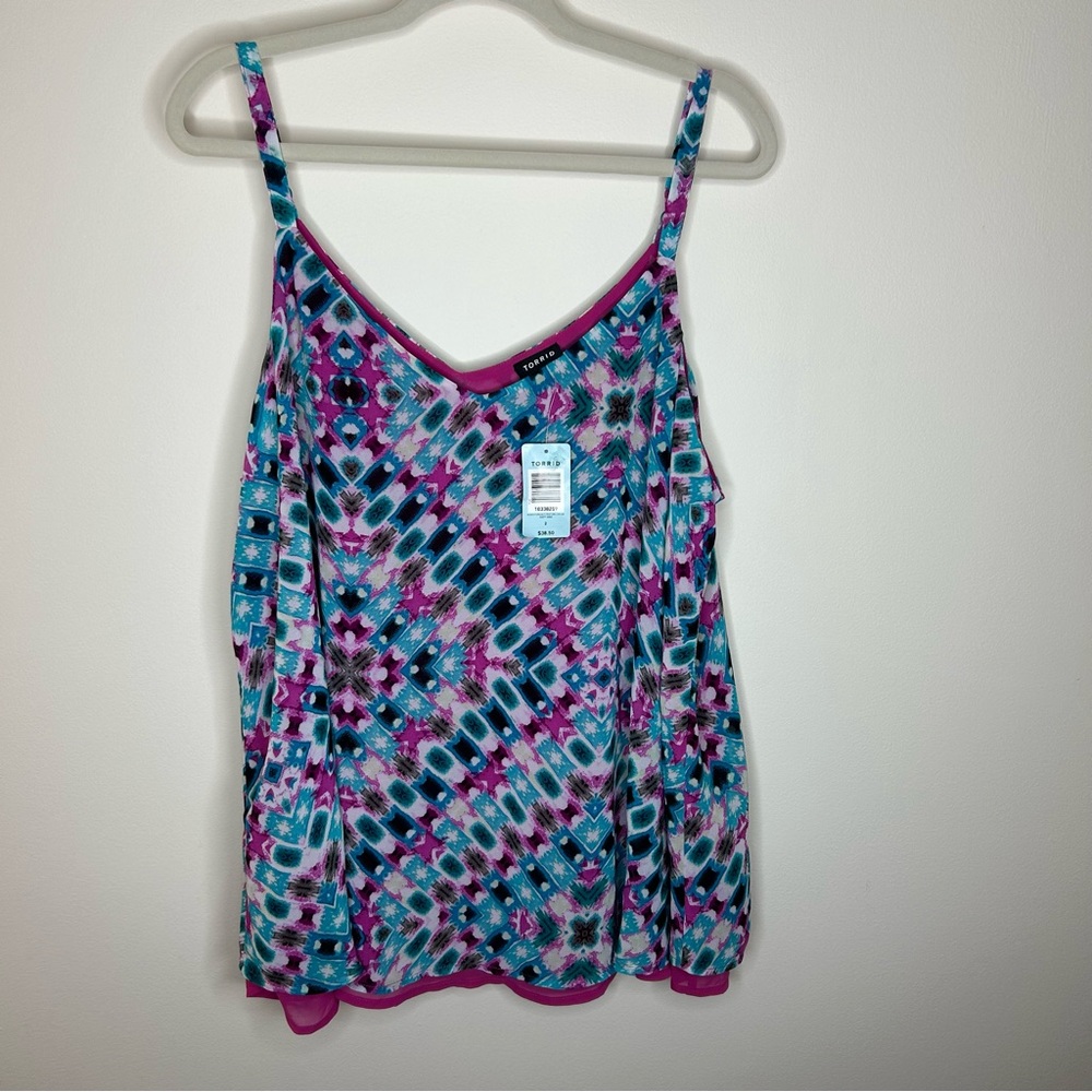 Torrid Women's Sophie Swing  Tank Top Bright Geo Abstract pattern